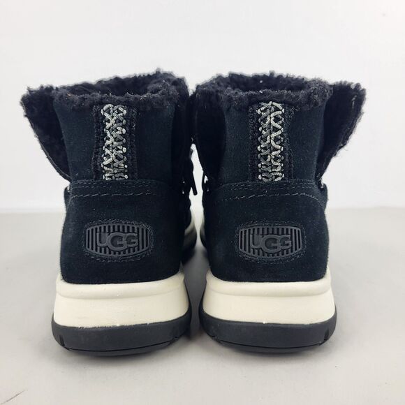 UGG Lakesider Heritage Black Suede Lace Up Mid Top Winter Boots 6.5 - Picture 8 of 11